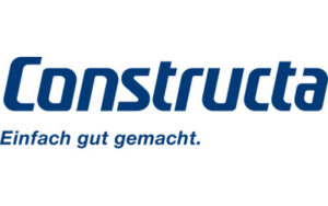 Das Constructa-Logo mit dem Slogan Einfach gut gemacht. in blauer Schrift auf weißem Hintergrund.
