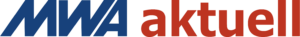Logo mit fetten blauen Buchstaben MWA und fetten roten Buchstaben aktuell auf weißem Hintergrund.