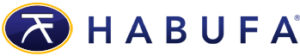 Habufa-Logo mit gelbem und weißem Symbol innerhalb eines blauen Kreises, gefolgt von dem Wort HABUFA in fetten blauen Buchstaben.