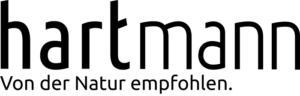 Das Hartmann-Logo mit dem Slogan Von der Natur empfohlen. darunter in deutscher Sprache.