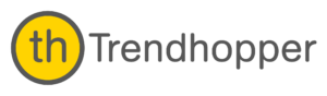 Trendhopper-Logo mit th in einem gelben Kreis und Trendhopper in grauem Text auf hellem Hintergrund.