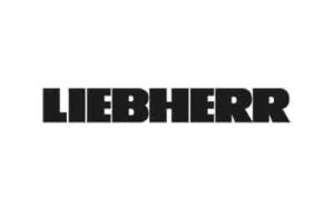LIEBHERR-Logo in fetten, schwarzen Großbuchstaben auf weißem Hintergrund.