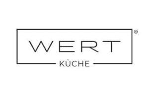Logo mit dem Wort WERT über dem Wort KÜCHE, beide in einem rechteckigen Umriss eingeschlossen.